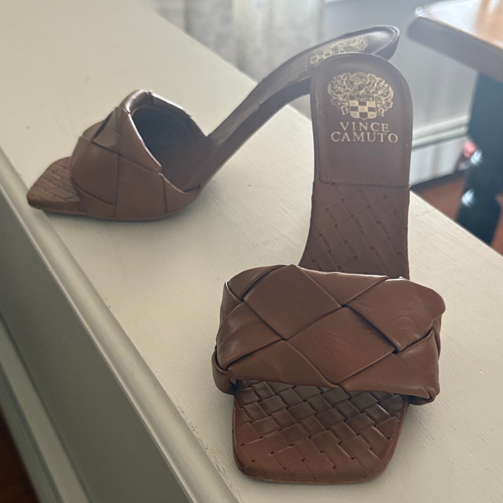 Vince Camuto Tan Woven Heels